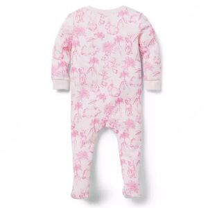 Janie and Jack Baby Good Night Footed Pajama In Bunny Toile